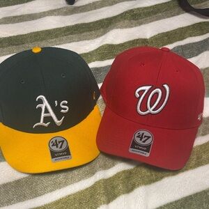 47 Brand A's and Nationals BaseballCaps
